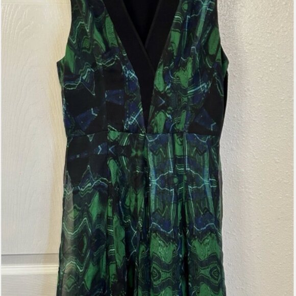 PROENZA SCHOULER Kaleidoscope Floral Silk Dress Black Green Blue X SMALL 0 2 - Picture 2 of 3